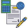 Budget planning and tax calculation vector icon