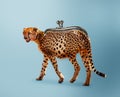 Budget safari - happy cheetah and wallet concept