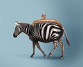 Budget safari - happy zebra and wallet concept Royalty Free Stock Photo