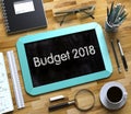 Budget 2018 on Small Chalkboard. 3D. Royalty Free Stock Photo