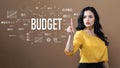 Budget text with business woman Royalty Free Stock Photo