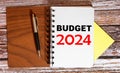 BUDGET 2024 text with calculator on the table, financial concept budget 2024, income, economic stability