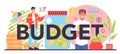 Budget typographic header. Idea of financial planning and well-being