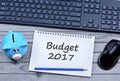 Budget 2017 words on notebook Royalty Free Stock Photo