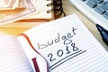 Budget 2018 written in a note. Royalty Free Stock Photo