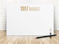 2017 budget year text on white paper poster with black pencil an Royalty Free Stock Photo