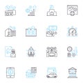 Budgetary revenue linear icons set. Income, Taxation, Fiscal, Revenue, Earnings, Funds, Monies line vector and concept Royalty Free Stock Photo