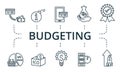 Budgeting icon set. Collection contain pack of pixel perfect creative icons. Budgeting elements set