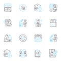 Budgeting strategy linear icons set. Allocation, Frugal, Planning, Analysis, Limits, Saving, Forecasting line vector and