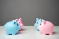 Budgets of couples in relationships. Piggy bank. Royalty Free Stock Photo