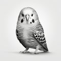 Budgie Isolated: Black And White Bird On White Background