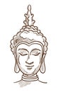 Budha Asian religion character monochrome sketch vector illustration