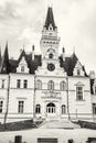 Budmerice castle in Slovak republic, architectural theme, colorless Royalty Free Stock Photo