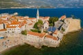 Budva. Montenegro. Old town, sea and beach. View from above Royalty Free Stock Photo