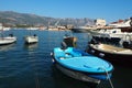 Budva, Montenegro, August 15 2022 Adriatic sea, coast, mountains, sea ripples. Boats and ships are moored to the Royalty Free Stock Photo