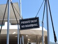 Budva, Montenegro - June 13.2019. Private yacht, no boarding - ladder plate