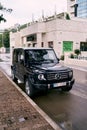 Budva, Montenegro - 17.05.22: Mercedes G-Wagen stands parked near the sidewalk