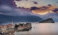 Budva, Montenegro - October 20 2016: Sunrise over Budva