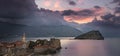 Budva, Montenegro - October 20 2016: Sunrise over Budva