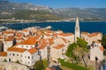 Budva. Montenegro. Old town, sea and beach. View from above Royalty Free Stock Photo