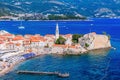 Budva, Montenegro. Panoramic view of the old town.