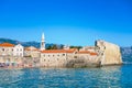 Old town Budva, Montenegro. Panoramic view of old town and beach