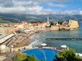 Budva, Montenegro - September 22, 2021: Avala Resort Villas hotel in Budva town on the Adriatic shore