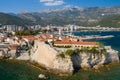 Budva. Montenegro. Old town, sea and beach. View from above Royalty Free Stock Photo