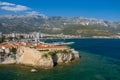Budva. Montenegro. Old town, sea and beach. View from above Royalty Free Stock Photo
