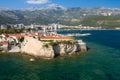 Budva. Montenegro. Old town, sea and beach. View from above Royalty Free Stock Photo