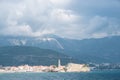 Budva. The old Town. Blue sky over houses Adriatic Sea. Montenegro