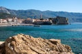 Budva. The old Town. Cloudy sky over houses Adriatic Sea. Montenegro