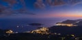 Budva riviera night coastline. Montenegro, Balkans, Adriatic sea Royalty Free Stock Photo