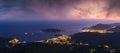 Budva riviera night coastline. Montenegro, Balkans, Adriatic sea Royalty Free Stock Photo