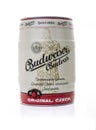 Budweiser Budvar keg of lager on a white background