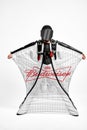 Budweiser. Men in wing suit equipment.Demonstration of popular brands. Simulator of free fall.