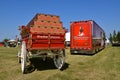 Budweiser wagon and truck for hauling the Clysdales and supplies Royalty Free Stock Photo