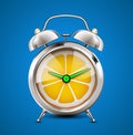 Time for vitamins - citrus fruit as a clock - Vitamin C for body immunity concept