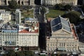 Buenos Aires Argentina aerial view of the city Avenida 9 de Julio and the famous historic Teatro Colon Royalty Free Stock Photo