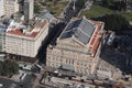 Buenos Aires Argentina aerial view of the city Avenida 9 de Julio and the famous historic Teatro Colon Royalty Free Stock Photo