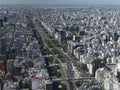 Buenos Aires Argentina, aerial view of the city, with 9 de Julio avenue and obelisk with automobile traffic, Willy