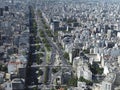 Buenos Aires Argentina, aerial view of the city, with 9 de Julio avenue and obelisk with automobile traffic, , Willy