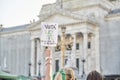 Woman holding up a sign in support of the legal abortion law. Argentina