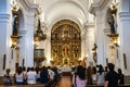 Buenos Aires, Argentina - Dec 14, 2023: Worship in basilica Nuestra Senora del Pilar, Our Lady of Pilar Basilica