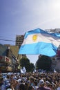 Buenos Aires, Argentina - December 18, 2022: Happy Argentine football fans celebrate winning a final football match at