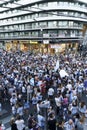 Buenos Aires, Argentina - December 4, 2022: Happy Argentine football fans celebrate winning a football match at the