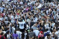 Buenos Aires, Argentina - December 4, 2022: Happy Argentine football fans celebrate winning a football match at the