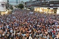 Buenos Aires, Argentina - December 9, 2022: Happy Argentine football fans celebrate winning a football match at the