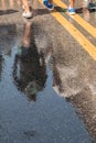 Reflection of people march celebrating the change of government in Argentina Royalty Free Stock Photo