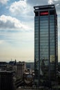 Buenos Aires, Argentina. February 23, 2017. Buildings in the city of Buenos Aires and a huge tower with an advertising Royalty Free Stock Photo